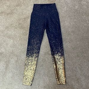 Beyond Yoga Navy Gold Speckle Leggings